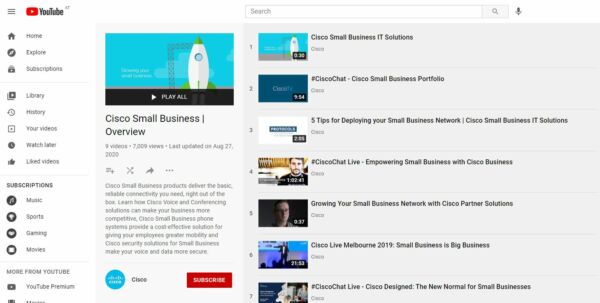 Cisco - YouTube Playlist