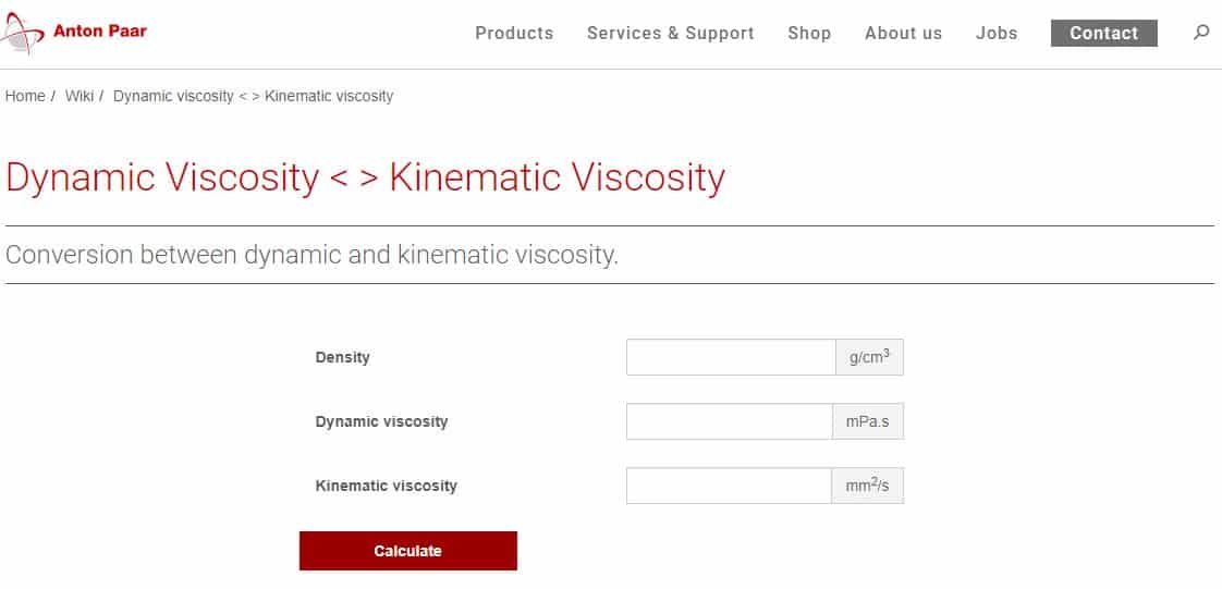 Anton Paar Viscosity Calculator