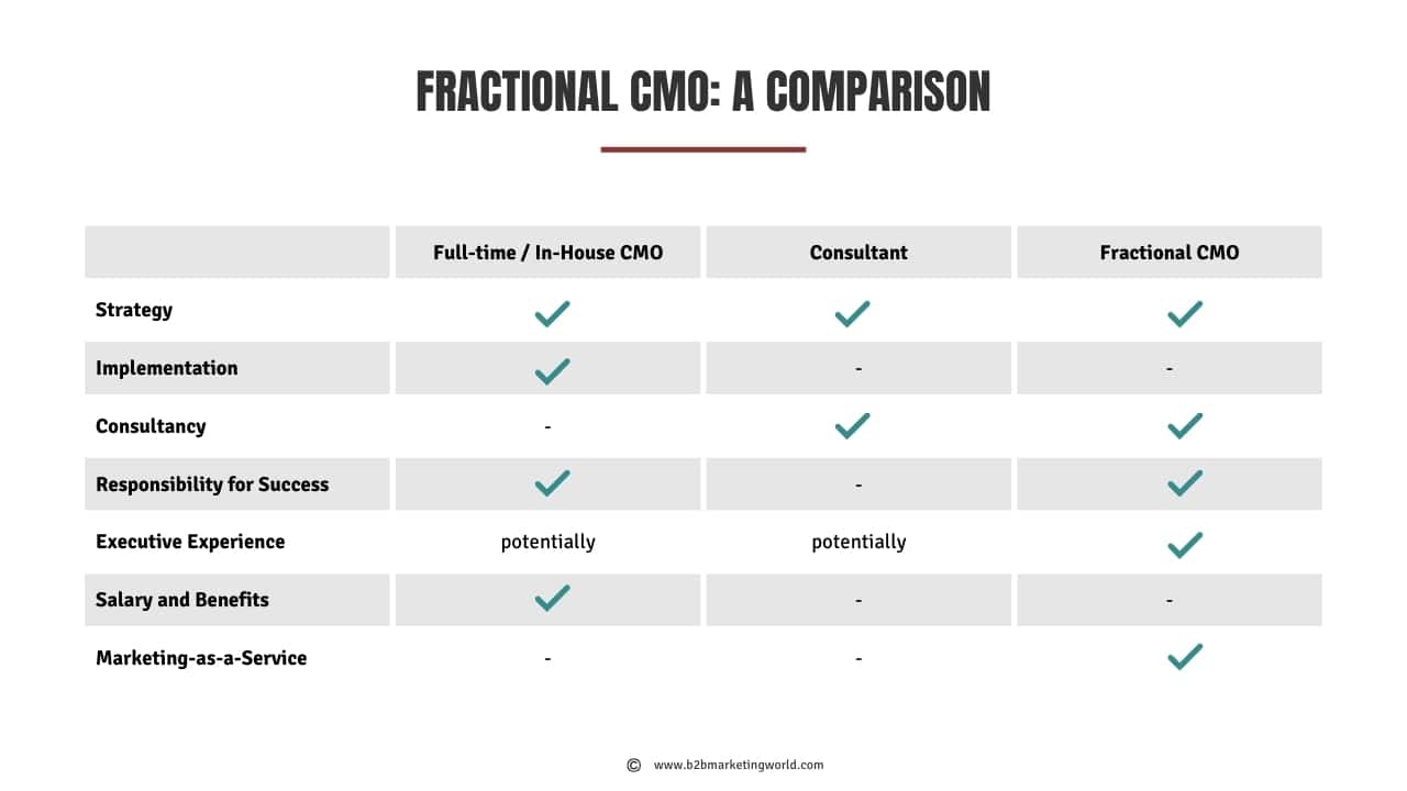 Fractional CMO vs CMO vs Consultant